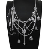 Skull Spider Web Silver Necklace TNC402 - Jewelry