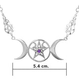 Triple Moon Pentagram Sterling Silver Necklace TNC417P