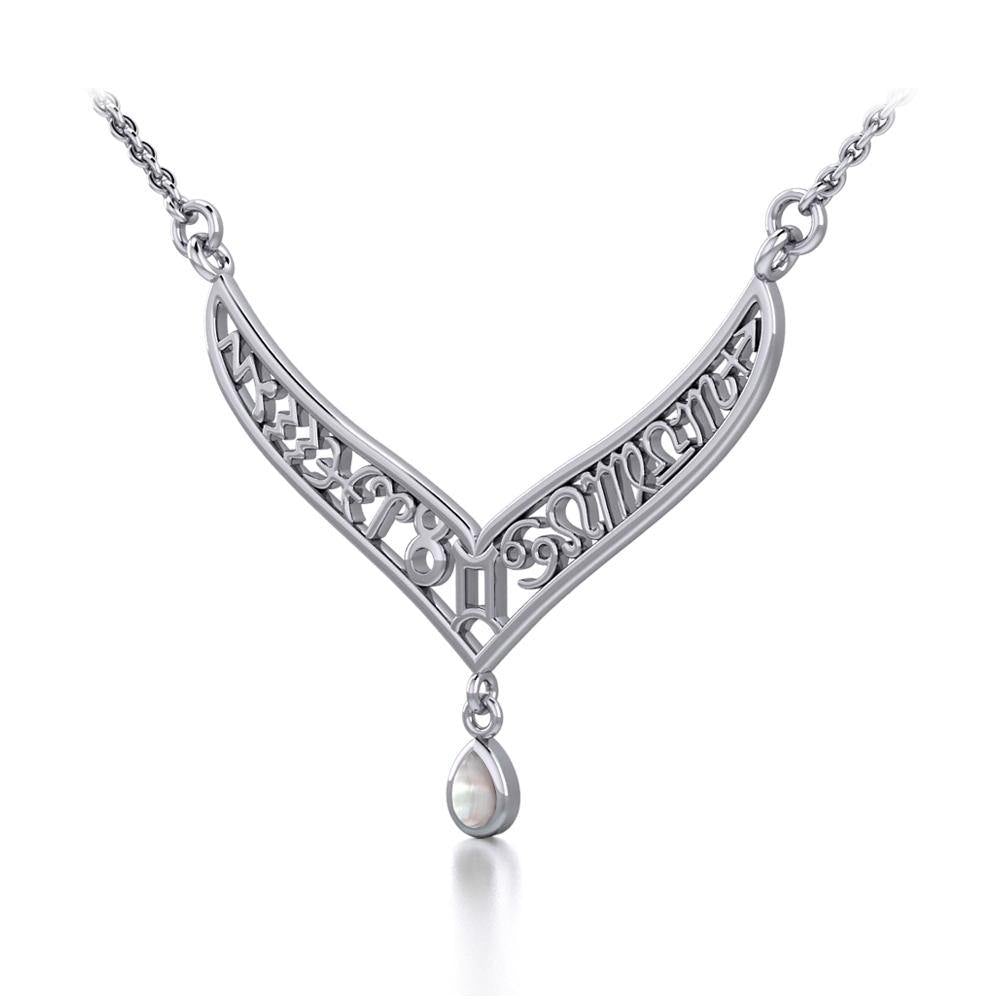 12 Zodiac Symbols Silver Necklace with Teardrop Birthstone of your choice TNC461 - Jewelry
