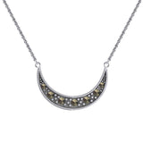 Crescent Moon Sterling Silver Necklace with Marcasite TNC530 - Jewelry