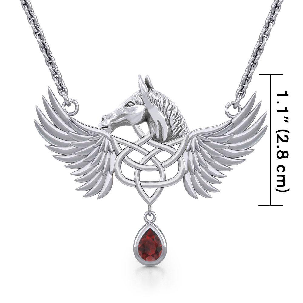 Celtic Pegasus Horse with Wing Silver Necklace TNC540 - Jewelry