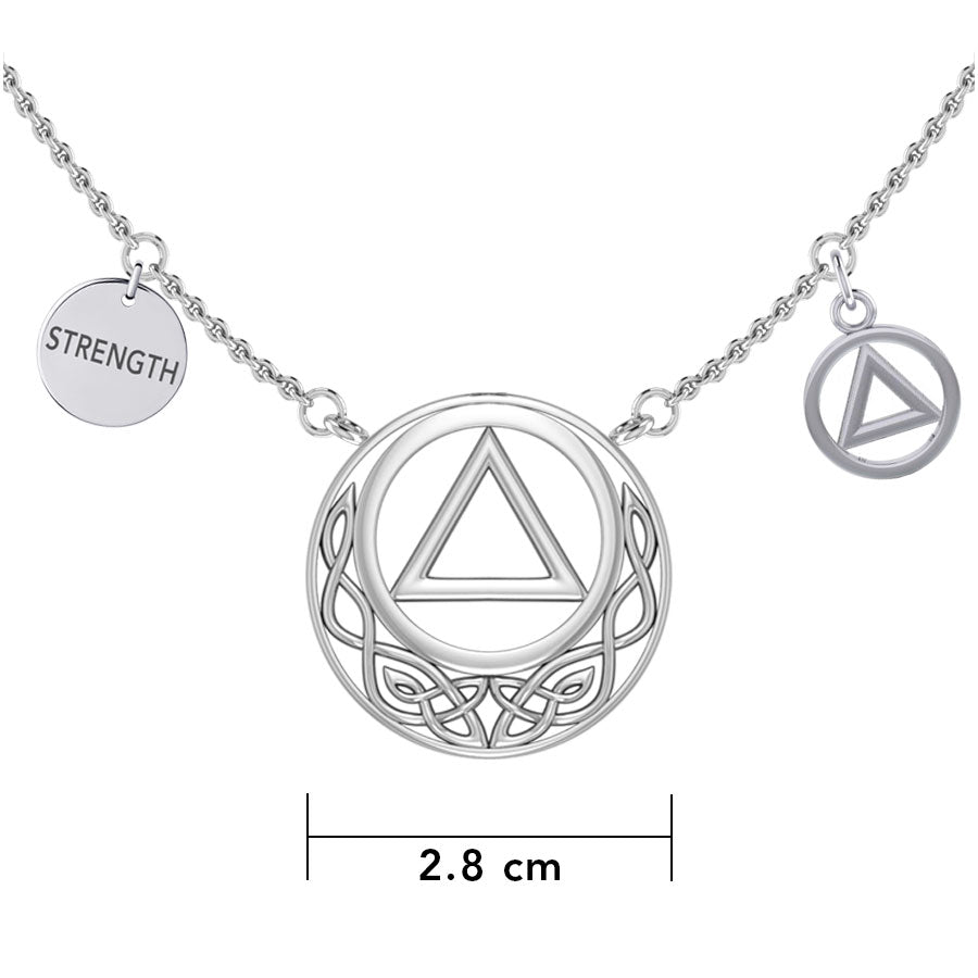 Strength AA Recovery with Celtic Silver Necklace TNC553