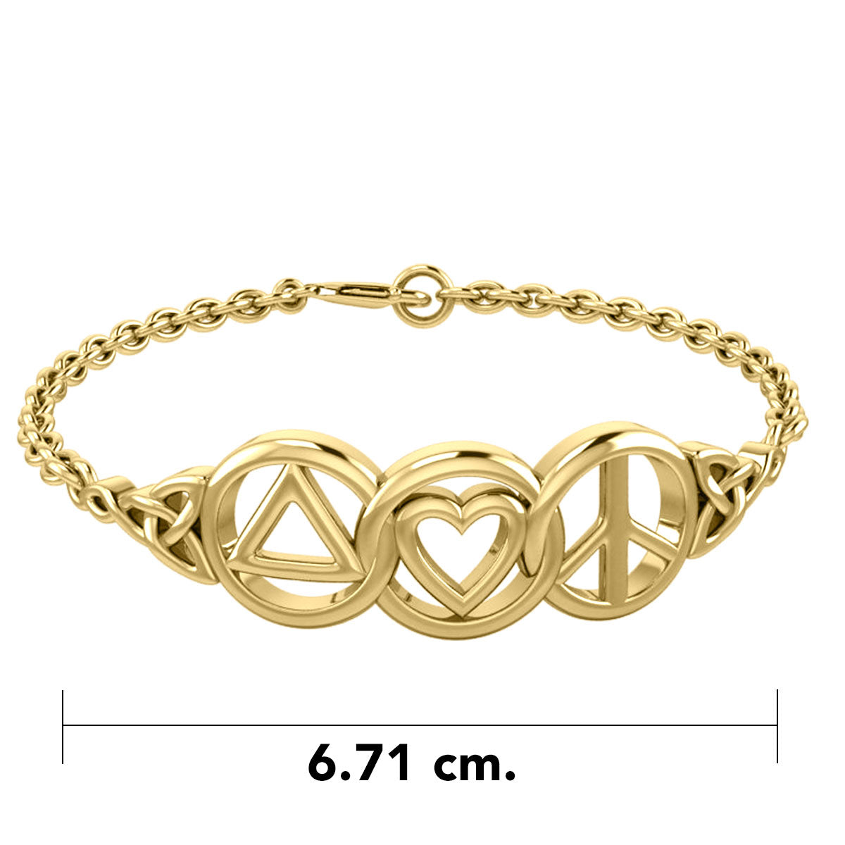Love Peace and Recovery 14K Solid Gold Bracelet GBL406