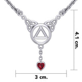 Love and Recovery Silver Necklace with Dangling Heart Gemstone TNC557