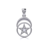 The Pentacle with Moon Silver Pendant TP1279 - Jewelry