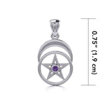 The Pentacle with Moon Silver Pendant TP1279 - Jewelry