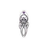 Skull with Gem Silver Pendant - Magicksymbols
