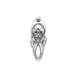 Skull with Gem Silver Pendant TP3074