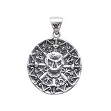 Pirate Skull Coin Silver Pendant TP3097