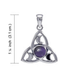 Celestial Triquetra Silver Pendant with Gem TP3270 - Jewelry