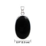 Large Silver Oval with Inlay Stone Pendant TP3539 - Jewelry