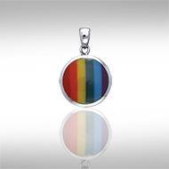 Rainbow Disc Silver Pendant TP3639 - Jewelry