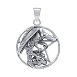 Dragon Clutching Pentacle Silver Pendant TP976