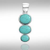 Round Tiered Cabochon Silver Pendant TPD111 - Jewelry