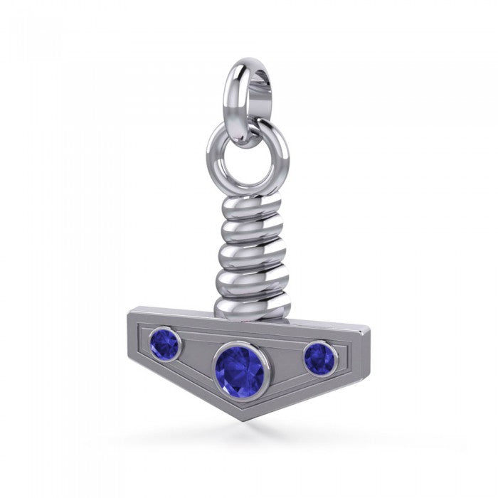 Thor's Hammer with Gems Silver Pendant TPD1117