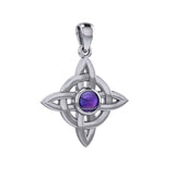 Celtic Knotwork Wheel of Being Sterling Silver Pendant with Gemstone TPD130