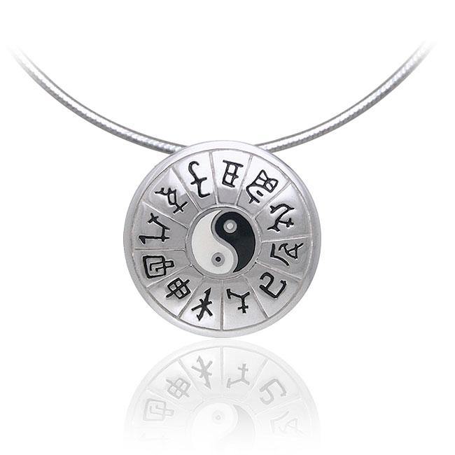 Chinese Astrology Yin Yang Silver Pendant TPD248 - Jewelry