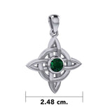 Celtic Quaternary knot Silver Pendant with Gemstone TPD3028