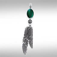 Turquoise Feather Talisman Pendant TPD3282 - Jewelry