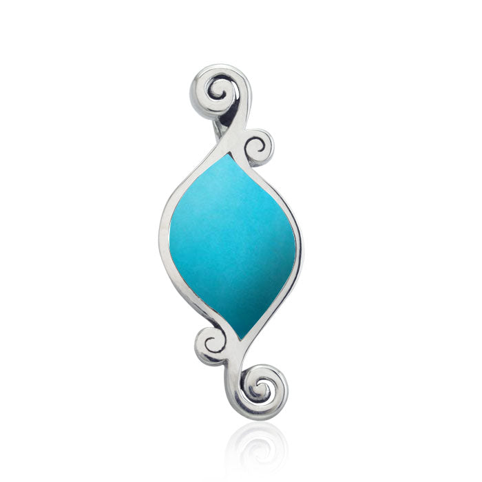 Organic Form Inlay Stone Silver Pendant TPD3570 - Jewelry