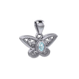 Life's colorful transformation ~ Sterling Silver Jewelry Butterfly Pendant with Gemstone TPD3685