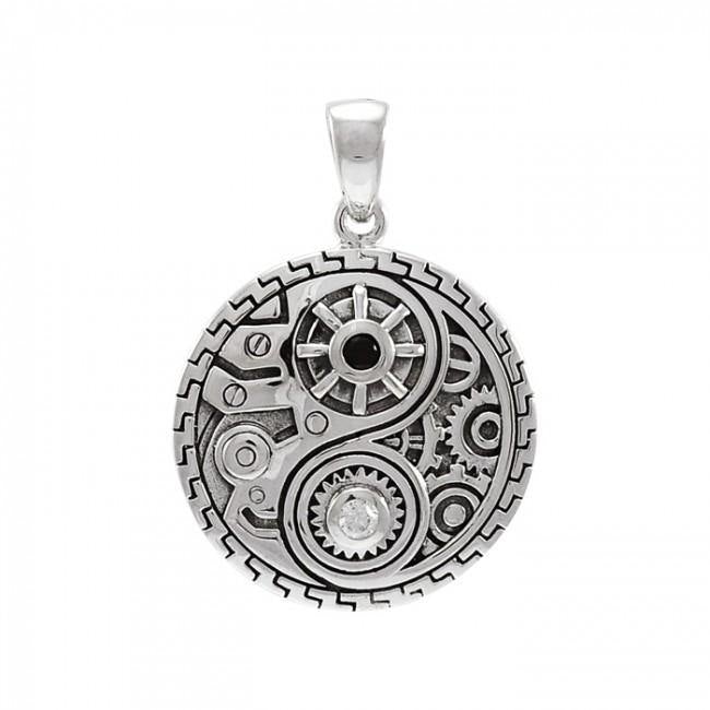 Round Steampunk Sterling Silver Pendant TPD3872 - Jewelry