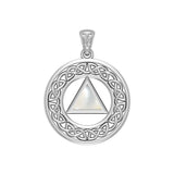 AA Recovery with Celtic Boarder Silver Pendant TPD3938