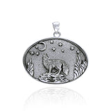 Wolf Howl Sterling Silver Pendant TPD4084 - Jewelry