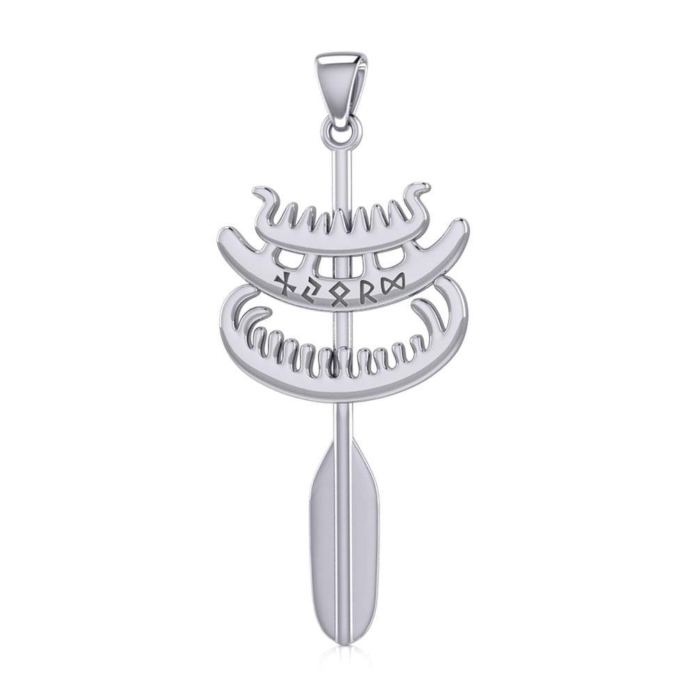 Viking Njord God Ship Silver Pendant TPD4389 - Jewelry
