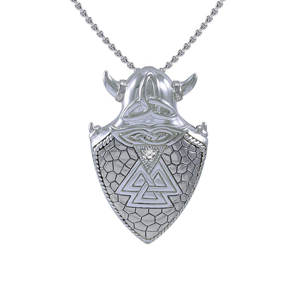 Viking Valknut Shield Silver Pendant TPD4395 - Jewelry