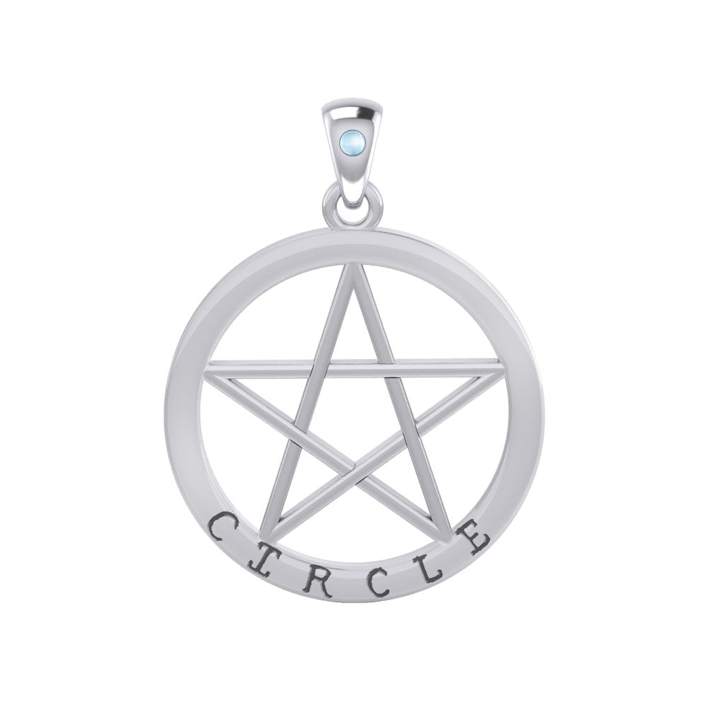 Circle Pentagram Silver Pendant TPD4509