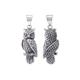 Wise and ever watchful ~ Sterling Silver Jewelry Horned Owl 3 Dimensional Pendant TPD4586 - Jewelry