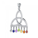 Celtic Triquetra Knot Silver Pendant with Chakra Gemstone TPD461