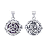 Global Harmony in Trinity Knot ~ 16mm chiming harmony ball with a 25mm Sterling Silver Jewelry Pendant cage