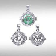 Global Harmony in Om ~16mm chiming harmony ball with a 25mm Sterling Silver Jewelry Pendant cage - Jewelry