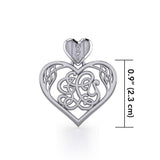 I LOVE YOU Monogramming Celtic Heart Silver Pendant TPD5195 - Jewelry