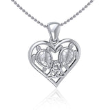 Silver Sea Turtles with Celtic Triquetra in Heart Pendant TPD5211 - Jewelry