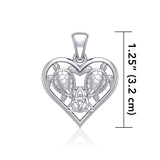 Silver Sea Turtles with Celtic Triquetra in Heart Pendant TPD5211 - Jewelry