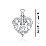 Silver Horses with Celtic Triquetra in Heart Pendant TPD5214 - Jewelry
