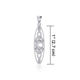 Celtic Trinity Knot and Crescent Moon in Oval Shape Silver Pendant TPD5234 - Jewelry