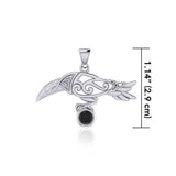 Celtic Spirit Raven with Gemstone Silver Pendant TPD5252 - Jewelry