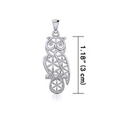 Owl with Flower of Life Silver Pendant TPD5266 - Jewelry