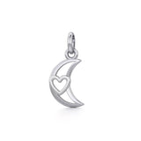 The Heart in Crescent Moon Silver Pendant TPD5267 - Jewelry