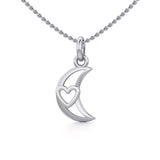 The Heart in Crescent Moon Silver Pendant TPD5267 - Jewelry