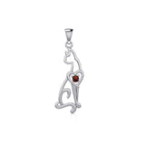 Lovely Heart Cat Silver Pendant with Gem TPD5273 - Jewelry