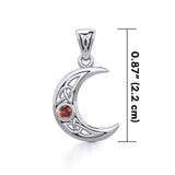 Small Celtic Crescent Moon Silver Pendant with Gemstone TPD5274 - Jewelry