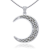 Large Celtic Crescent Moon Silver Pendant TPD5275 - Jewelry
