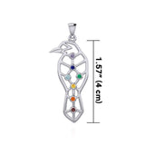 Geometric Raven Silver Pendant with Chakra Gemstone TPD5277 - Jewelry