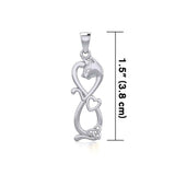 Infinity Cat with Heart and Celtic Trinity Knot Silver Pendant TPD5279 - Jewelry