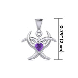 Silver Heart with Triple Moon Pendant with Gemstone TPD5283 - Jewelry